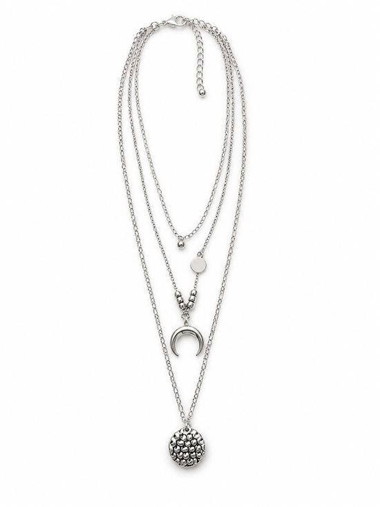 Vertical Collective Jewelry - Vertical Collective Layered Silver Necklace Moon Pendant Boho Minimalist